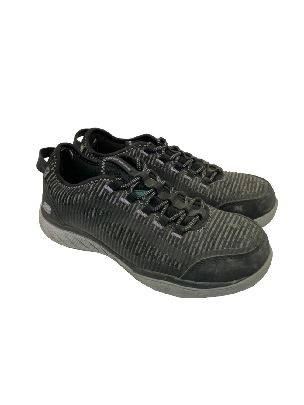 SKECHERS Women's Static Dissipative Lace Up Work Shoes 99B96553 Black/Purple 8M